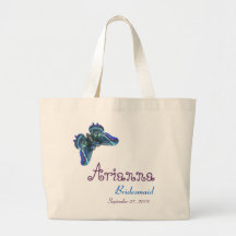 Azul roxo da borboleta da dama de honra bolsas de lona