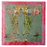 Azulejo crepuscular dos girafas do ouro