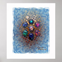 Azulejos Jeweled (0001) Posteres