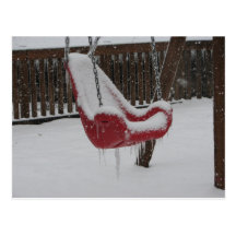 balanço na neve cartão postal