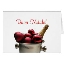 balde italiano do cartão de Natal com champanhe