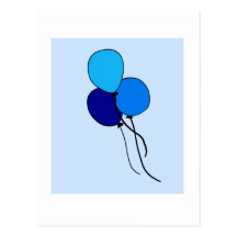 Ballons azuis cartao postal