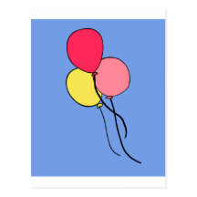 Ballons cor-de-rosa cartoes postais
