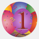 Balões do aniversário para o primeiro aniversario adesivo redondo