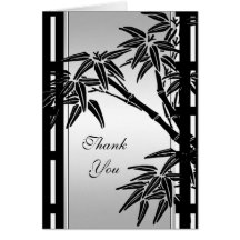 Bambu de prata preto floral asiático dos cartões d