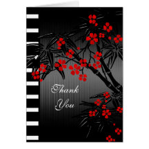 Bambu preto floral vermelho asiático dos cartões d