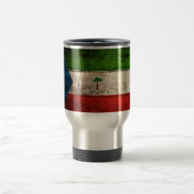 Bandeira de madeira velha da Guiné Equatorial Caneca