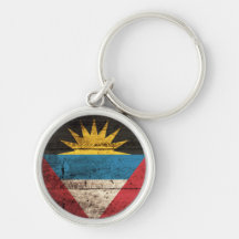 Bandeira de madeira velha de Antígua & de Barbuda Chaveiros