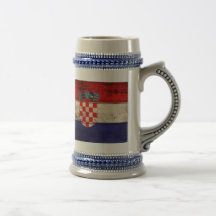 Bandeira de madeira velha de Croatia Caneca