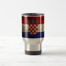 Bandeira de madeira velha de Croatia Canecas