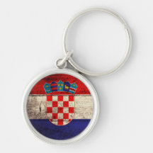Bandeira de madeira velha de Croatia Chaveiro