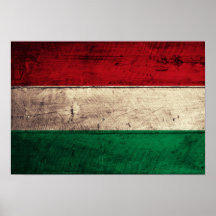 Bandeira de madeira velha de Hungria Pôsteres