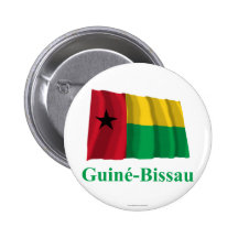 Bandeira de ondulação de Guiné-Bissau com nome no  Botons