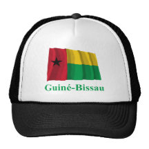 Bandeira de ondulação de Guiné-Bissau com nome no  Bones