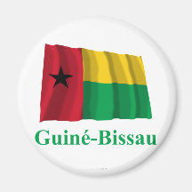 Bandeira de ondulação de Guiné-Bissau com nome no  Imã De Geladeira