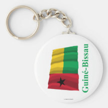 Bandeira de ondulação de Guiné-Bissau com nome no  Chaveiro