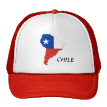 Bandeira do Chile em um mapa do chapéu de Ámérica  Boné