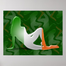 Bandeira irlandesa da silhueta da menina posters