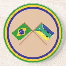 Bandeiras cruzadas de Brasil e de Amapá Porta-copo