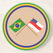 Bandeiras cruzadas de Brasil e de Amazonas Porta-copos