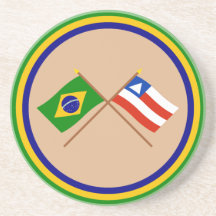 Bandeiras cruzadas de Brasil e de Baía Porta-copo