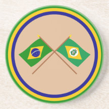 Bandeiras cruzadas de Brasil e de Ceará Porta Copos Para Bebidas