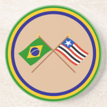 Bandeiras cruzadas de Brasil e de Maranhão Porta Copos