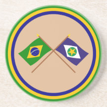 Bandeiras cruzadas de Brasil e de Mato Grosso Porta Copo Para Bebidas