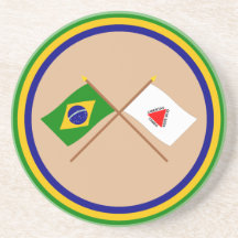 Bandeiras cruzadas de Brasil e de Minas Gerais Porta Copos Para Bebidas