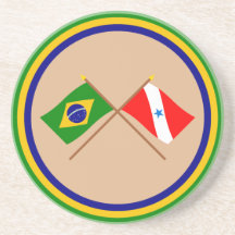 Bandeiras cruzadas de Brasil e de Pará Porta Copos