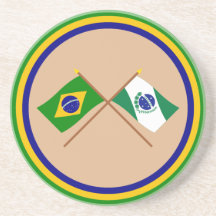 Bandeiras cruzadas de Brasil e de Paraná Porta-copo