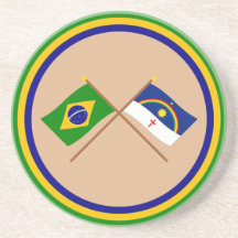 Bandeiras cruzadas de Brasil e de Pernambuco Porta Copo Para Bebidas