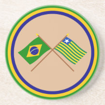 Bandeiras cruzadas de Brasil e de Piauí Porta Copo Para Bebidas