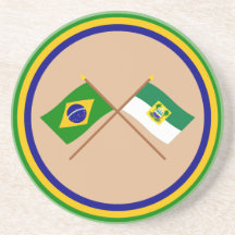 Bandeiras cruzadas de Brasil e de Rio Grande do No Porta Copos Para Bebidas