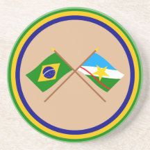 Bandeiras cruzadas de Brasil e de Roraima Porta Copos Para Bebidas