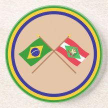 Bandeiras cruzadas de Brasil e de Santa Catarina Porta-copo