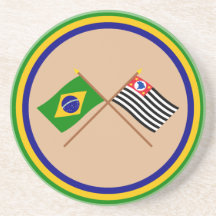 Bandeiras cruzadas de Brasil e de São Paulo Porta Copos