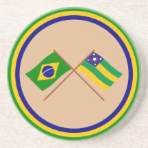 Bandeiras cruzadas de Brasil e de Sergipe Porta Copo Para Bebidas