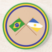 Bandeiras cruzadas de Brasil e de Tocantins Porta Copos Para Bebidas