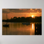 Barcos no por do sol impressão