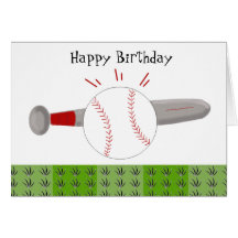 Basebol e feliz aniversario do bastão cartoes