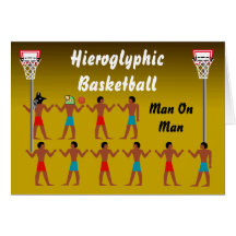 Basquetebol jeroglífico - homem na defesa do homem cartoes