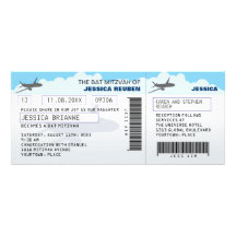 Bastão Mitzvah do bar do bilhete de avião Convite Personalizado