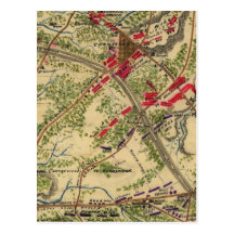 Batalha do vintage do mapa de Chantilly (1862) Cartoes Postais