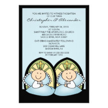 Batismo gêmeo bonito Inviation do baptismo dos men Convites Personalizado
