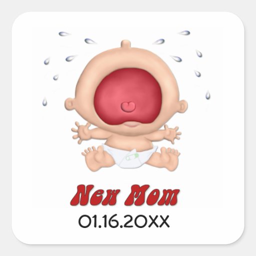 Bebê Bawling - mamã nova - personalize Adesivo Em Forma Quadrada