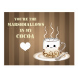 Bebida morna do cacau do kawaii bonito cartao postal