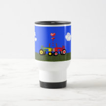 Beijando tratores sob corações caneca