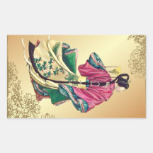 Beleza oriental adesivos em forma retangular
