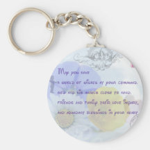 Bênção irlandesa floral azul Pastel bonito Chaveiros